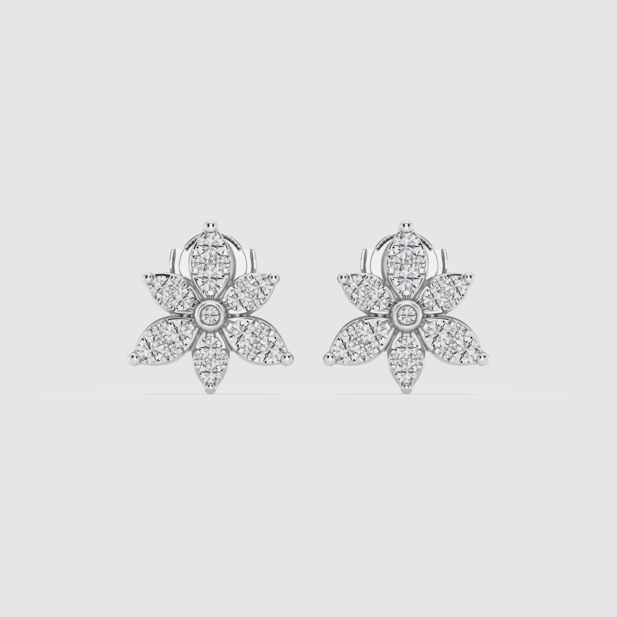 Natural Diamond | 1 1/3 ctw Round Flower Fashion Earrings